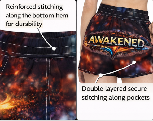 Awakened 'Fire Within' Women's / Men's Casual Shorts – Graphic AOP Lounge & Festival Wear